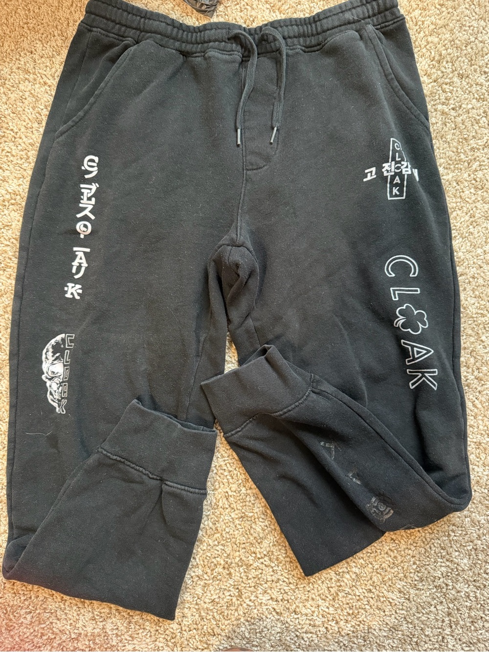 Men's Black Jogger Sweatpants with White CLOAK Graphics